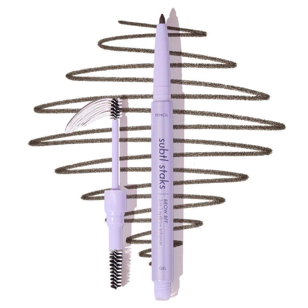 3-in-1 Brow Pencil - Vegan, Smudge-Proof, with Spoolie Brush and Clear Gel - Best Eyebrow Pencil for Fluffing, Filling, and Setting Brows, Black