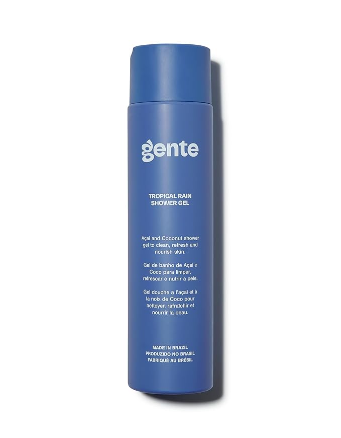 Gente Beauty Tropical Rain Shower Gel, Hydrating Body Wash with Acai & Coconut, Sulfate Free Cleanser for Soft, Smooth Skin, Daily Body Cleanser, 10.5 oz