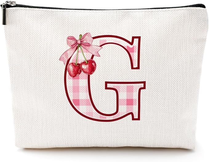 CQM Cherry Bag Initial G Makeup Bag Cherry Gifts for Women Cosmetic Bags