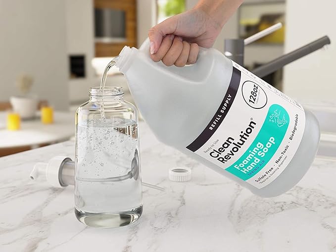 Clean Revolution Foaming Hand Soap Refill with Real Essential Oils, Moisturizing Sulfate-Free Hand Soap, Ready-to-Use Foam Soap Refill for Kitchen & Bathroom (Spring Air, 128oz)