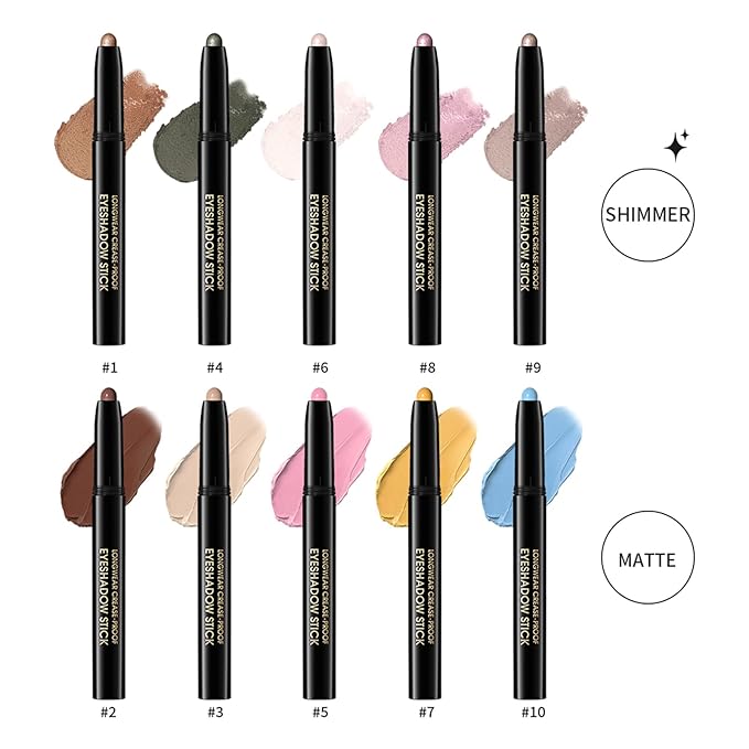Eyeshadow Stick,Shimmer and Matte Cream Eye Shadow Brightener Sticks