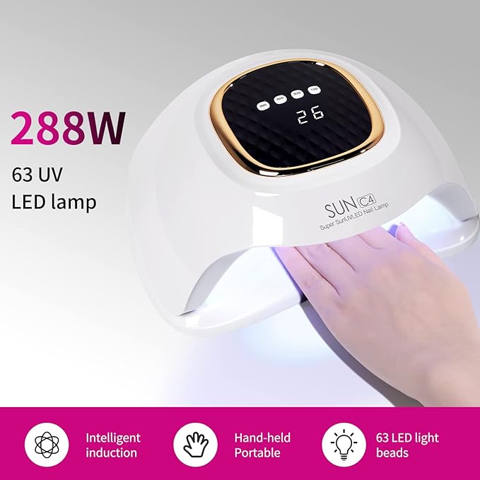 MIRAGE LAYON UV Nail Lamp - Fast Drying, Powerful & Efficient LED Nail Lamp with 4 Timing Settings & Infrared Automatic Sensor Professional UV Light for Home Salon Nail Art Tools