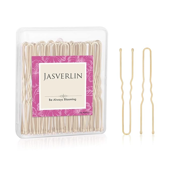 JASVERLIN U Shaped Hair Pins Blonde, 2.4 Inch Bobby Pins 100 Pcs