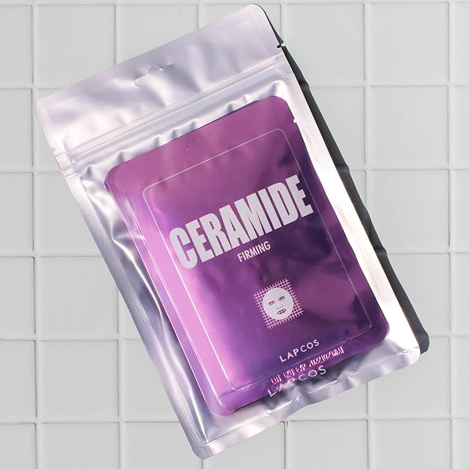 LAPCOS Derma Ceramide Sheet Mask - Firming Skin Barrier Repair (Pack of 5)