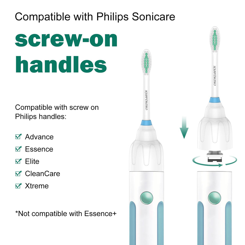 Replacement Toothbrush Heads for Philips Sonicare E-Series/Essence/Xtreme/Elite and Other Screw-on Models, 4 Pack, Dupont Bristles for Effective Cleaning