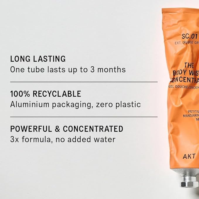 AKT The Body Wash Concentrate, SC.01 Orange Grove, 3.4 Fl Oz, All Genders