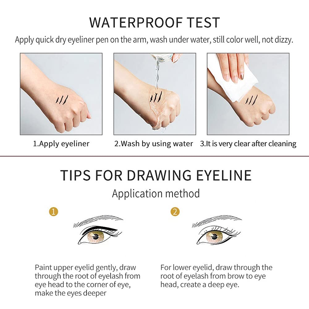 evpct 6Pcs White Glitter Eyeliner Pencils Set delineadores de colores para ojos lapiz negro a prueba de agua Black Silver Blue Red Brown Metallic Colorful Liquid Eye Liners Waterproof