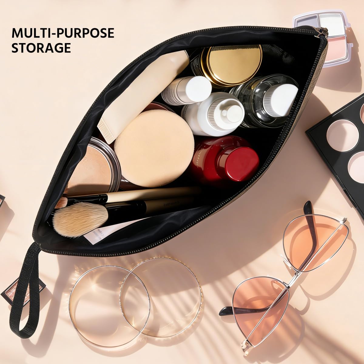 Summer Cosmetic Bag Beach Accessories Sunshine Inspirational Gifts for Beach Lovers Women Girls Coworker Grandma Best Friends Mothers Day Graduation Birthday Friendship Gifts Vacation Makeup Bag