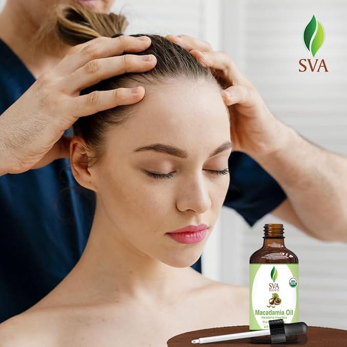 SVA Organic Macadamia Seed Carrier Oil with Dropper, 4 Fl Oz (118 ml)