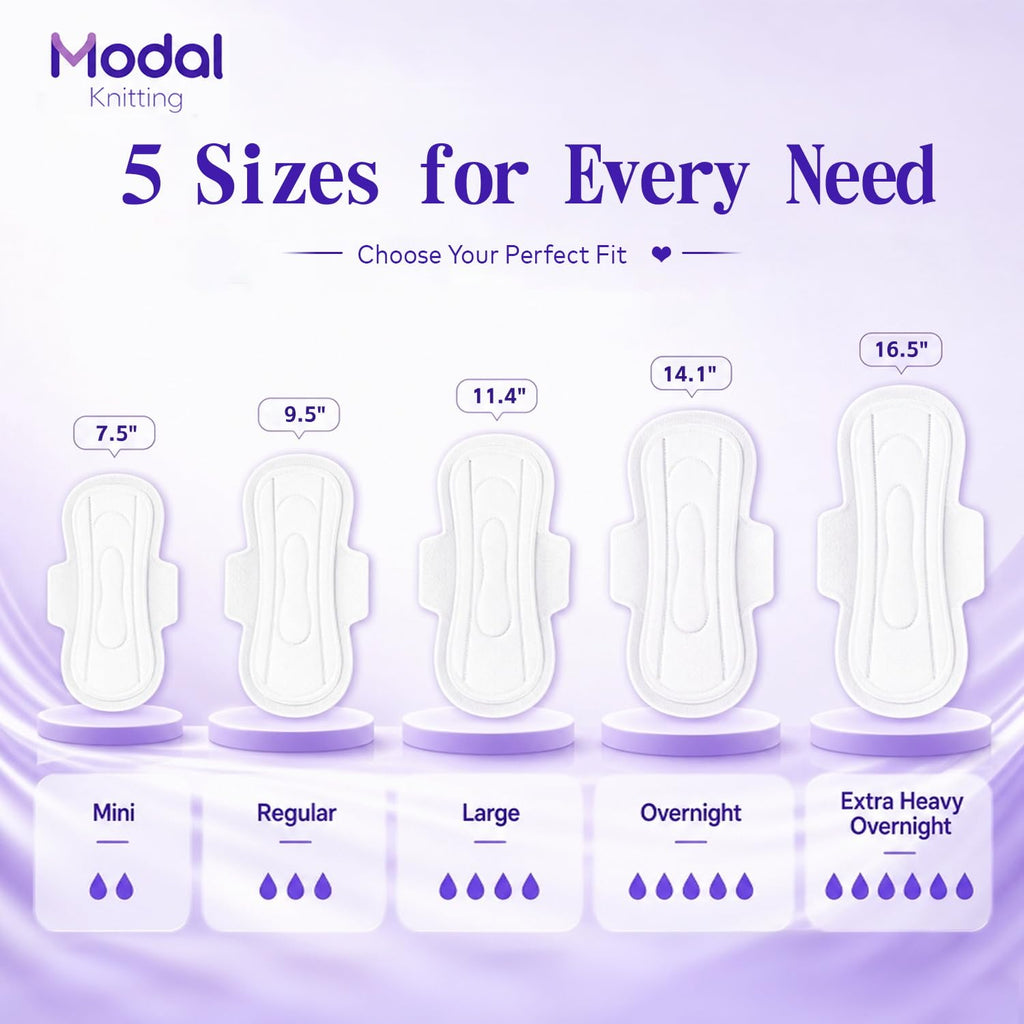 MODAL Extra Heavy XL Overnight Pads, Real Mulberry Silk,16.5 Inch, 16 ct