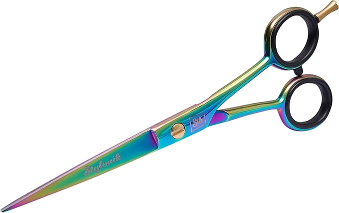 Stylonik Hair Cutting Scissors-Professional Hairdressing Scissors for Women,Men,Hair Stylists,Salon,Barber- 6.5-Inch Stainless Steel Hair Scissors with Finger Rest (Classic Scissor Multi Titanium)