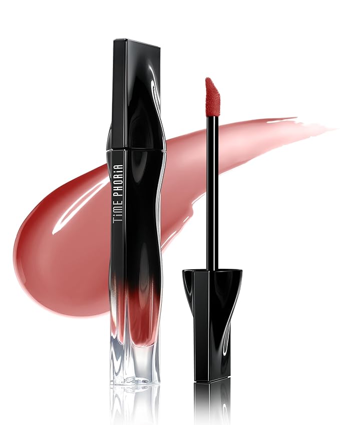 TIMEPHORIA Stellar Dust Lip Stain 10, Transfer-Proof & Smudge-Proof Lip Gloss, Nude Brown Tinted Glossy Finish, High-Pigment Vibrant Color, Hydrating Lightweight Long-Lasting Lip Makeup for Women