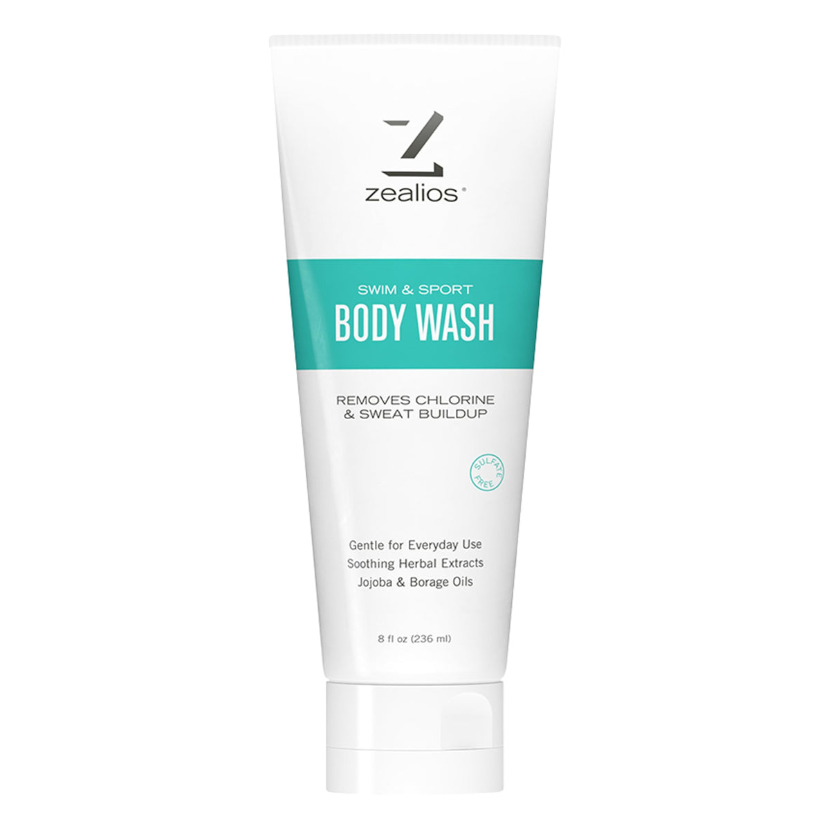 Zealios Swim & Sport Body Wash for Swimmers & Athletes 8oz, Skin Care Solution for Men & Women, Removes Chlorine, Sweat & Odor, Provides Cleansing and Hydration from Pool Chemicals, Light Citrus Scent