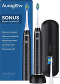 AURAGLOW Sonic Electric Toothbrush for Adults – Rechargeable, 40,000 VPM, 5 Modes, Removes 10x More Plaque, IPX7 Waterproof, Wireless Charging, 30-Day Battery, 2 Brush Heads & Travel Case