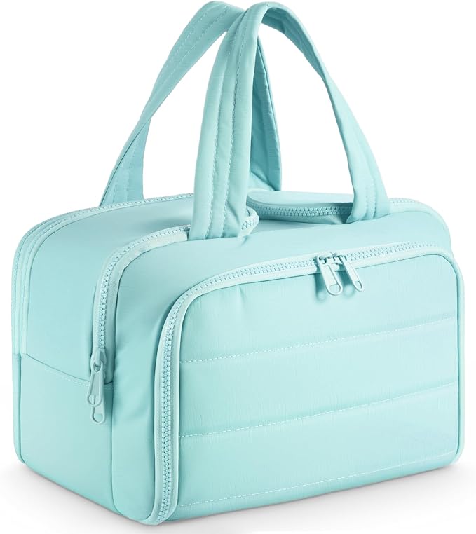 todbown Travel Toiletry Bag:  Large Capacity, 4 Compartments, Wet/Dry Separation, Ultra-Soft Lightweight Fabric & Anti-Spill Design for Travel,Gym,Gift(11.8" L) (Sea Salt Blue)