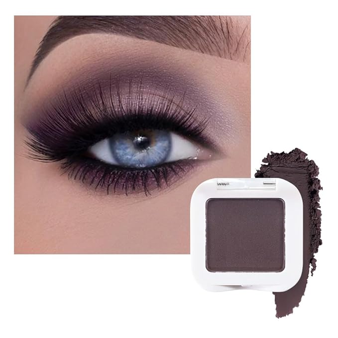evpct Matte Shimmer Eggplant Purple Eyeshadow Palette Makeup for Older Women Brown Eyes, Deep Dark Mauve Plum Purple Cream Eye Shadow Palette Single for Older Women, Monochrome Long Lasting Eyeshadow