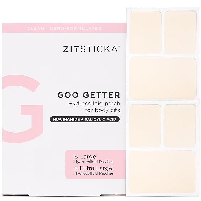 ZitSticka Large Pimple Patches for Face and Body, Goo Getter Hydrocolloid Patches to Cover Zits & Blemishes, Acne Patches or Zit Spot Stickers, Blemish Patch (Body Patch 9 Pack)