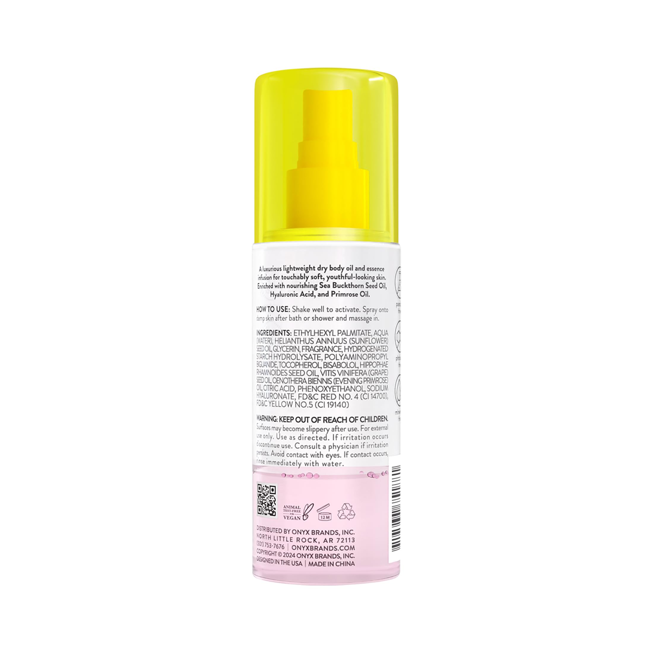 Onyx Professional Hydrating Dry Body Oil, Rose Petals, 3.7 fl oz, 2pk