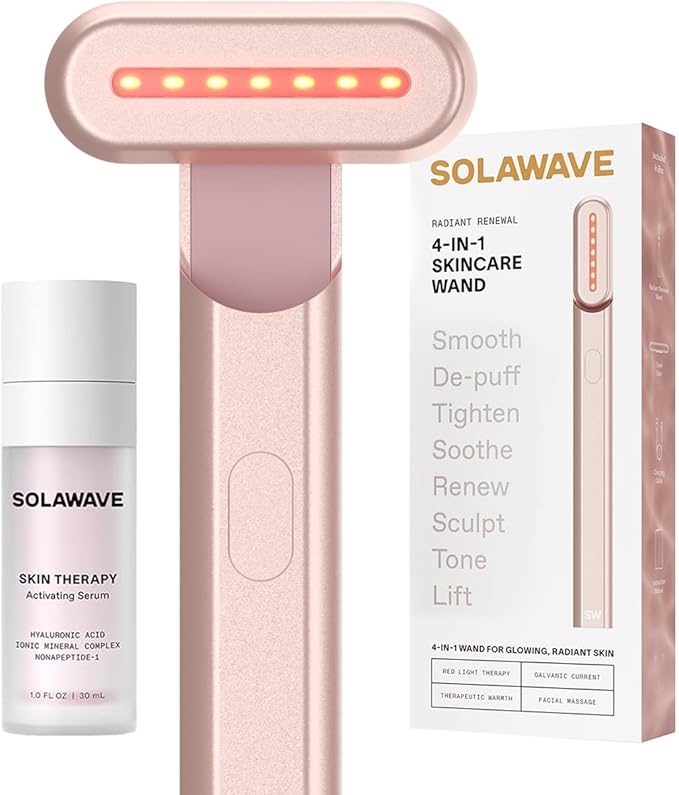 Solawave 4-in-1 Red Light Therapy Wand for Face & Neck + Activating Serum