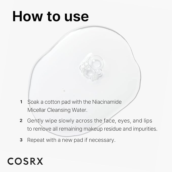 COSRX Low pH Niacinamide Cleansing Water for Sensitive Skin, 13.52 fl.oz
