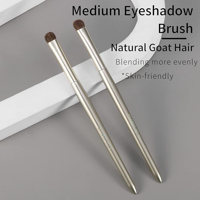 ENZO KEN Natural Pony Hair Eye Shadow Brush, Medium Smudge Eyeshadow Brush, Shader Eye Shadow Brushes, Eye Smudge Brush, Single Eyeshadow Brushes, Eyeshadow Blending Brush - Gold, E203M