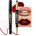 HHLTOH 2-in-1 Burgundy Red Lip Liner and Lipstick for Women, Matte Long Lasting Waterproof Lip Color, Dual Ended Lip Pencil & Lipstick Combo, Smooth Non-Drying Lip Makeup, Vegan & Cruelty-Free