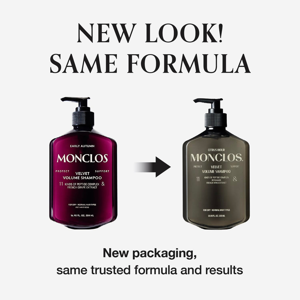 MONCLOS MONCLOS Velvet Shampoo (16.9 fl oz) - Volume Shampoo for Fine and Thinning Hair. Sulfate-Free, Peptide-Infused Formula for Soft, Shiny Hair, and Root Volumizing