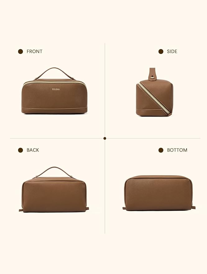Telena Leather Make Up Bag Portable Travel Makeup Bag Waterproof