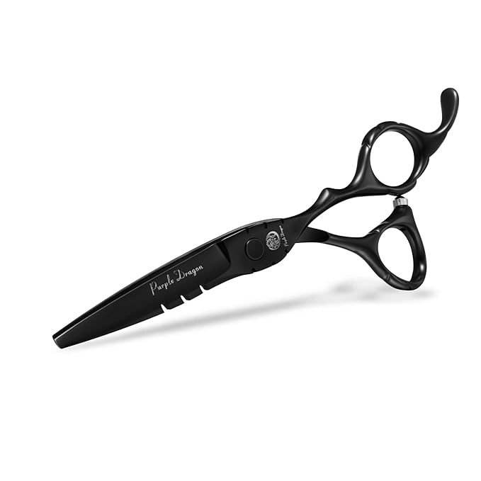 Purple Dragon 6 inch Hair Cutting Shears Set with Bag for Barbers - Black
