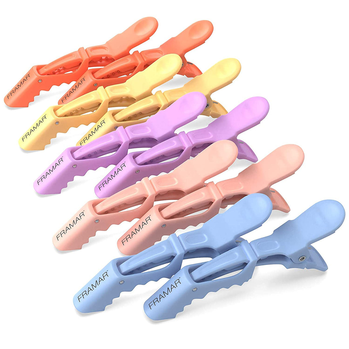 FRAMAR Neutral Alligator Clips For Hair Styling 10 Pack, Professional