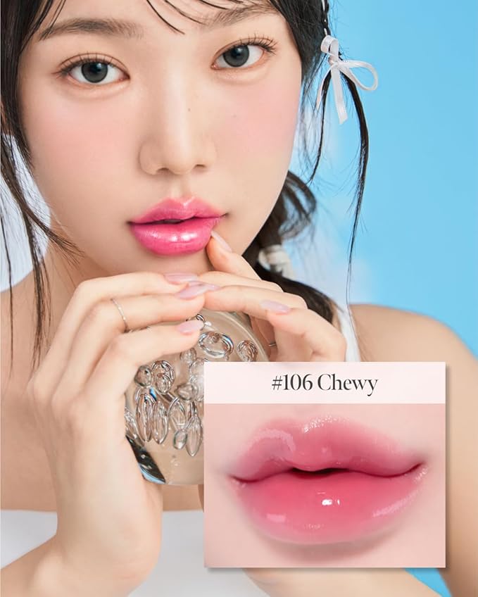 CORALHAZE Glow Lock Jelly Tint 106 Chewy, Hydrating Water Glow Lip Stain, Non-Sticky Juicy Gloss, Long Lasting Glass Shine & Dewy Finish, Lightweight Moisturizing Lip Care, Korean Makeup