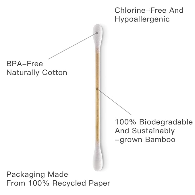 Isshah Natural Bamboo Cotton Swabs - Double Tips - 2000 Count