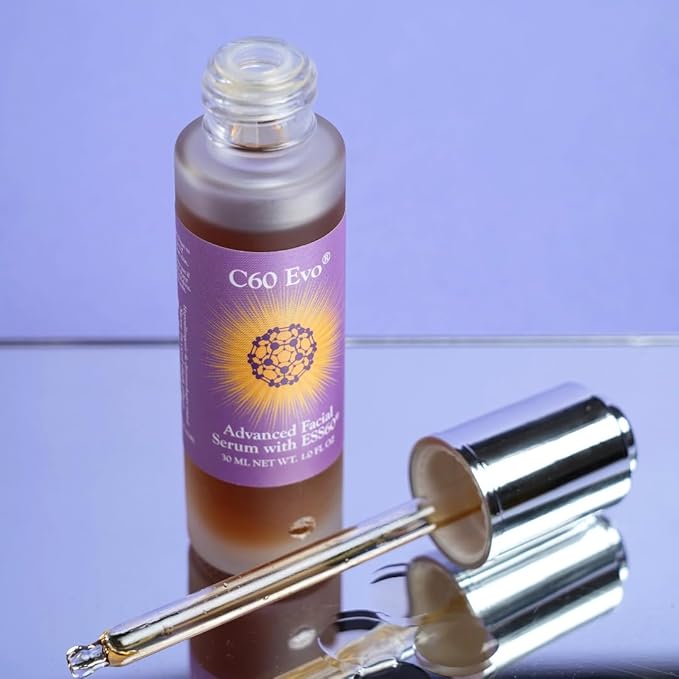 C60 EVO Advanced Facial Serum, Natural Serums for Skin Care with Pure C60 ESS60, Deeply Nourishing and Age-Defying Serum for Face, Facial Serum Infused with 21 Natural and Vegan Ingredients, 1 oz