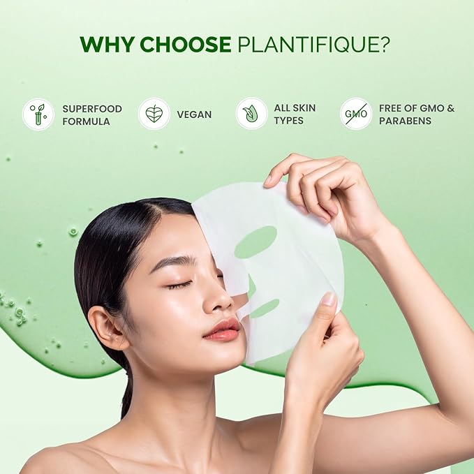PLANTIFIQUE Korean Face Masks Skincare 5 Pack - Hydrating, Calming, Firming