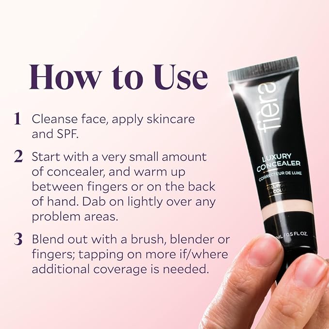 Fièra Luxury Concealer & Foundation with Anti-Aging Ingredients - Full Coverage for Dark Circles, Wrinkles, Fine Lines, and Spots, All-Day Wear For Mature Skin - Medium, 0.5 FL. OZ. / 15 ML
