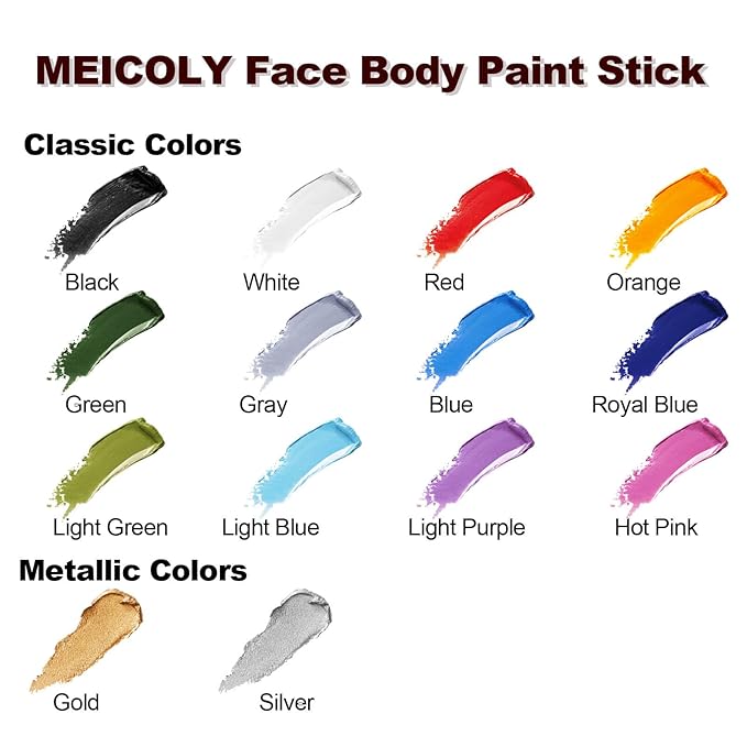 MEICOLY Light Purple Face Body Paint Stick(1.06 Oz),Cream Lavender Periwinkle Body Paint,Sweatproof Waterproof Purple Eye Black for Sports,Violet Lilac Face Paint for Halloween SFX Ursula Cosplay