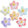 CHANDAT Flower Hair Clips 6 PCS Hawaiian Claw Clips for Vacation Hibiscus Hair Claw Clips Cute Large Hair Clips for Thick and Thin Hair Plumeria Hair Accessories for Women Girls -Light Petal