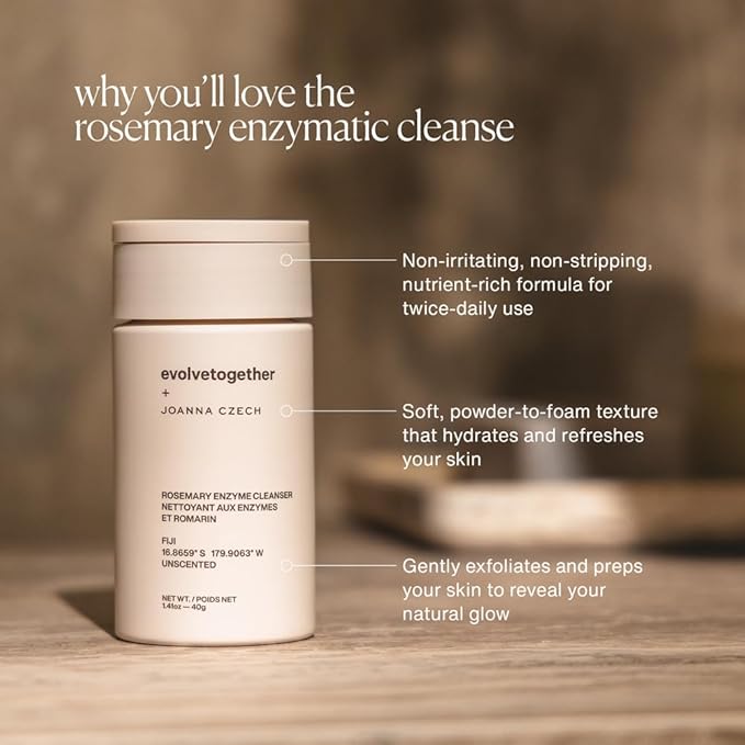 evolvetogether x Joanna Czech, Rosemary Enzyme Cleanser, Fiji, 1.41 oz