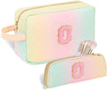 Sernaxi Personalized Initial Makeup Bag Waterproof Leather Cosmetic Bag Travel Toiletry Bag, Valentine’s Day Gift Makeup Organizer Case & Makeup Pouch for Women Teen Girls Mom Girlfriend Wife