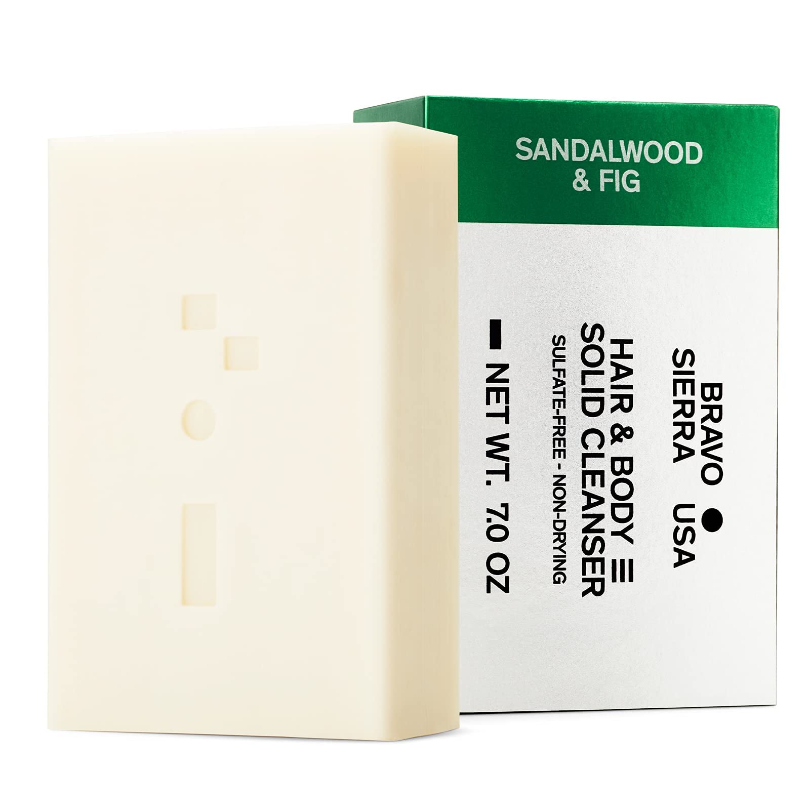 Bravo Sierra Shampoo & Soap Bar for Men - Sandalwood & Fig, 7 Oz