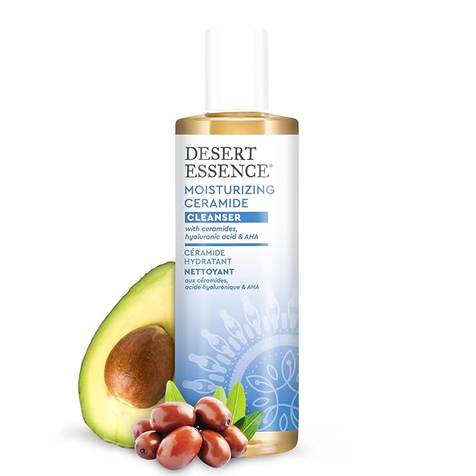 Desert Essence Moisturizing Ceramide Facial Cleanser 7.1 fl oz - Vegan, Gluten-Free. Cruelty-Free - Supports Skin's Natural Moisture Barrier - Moisturize and Nourish