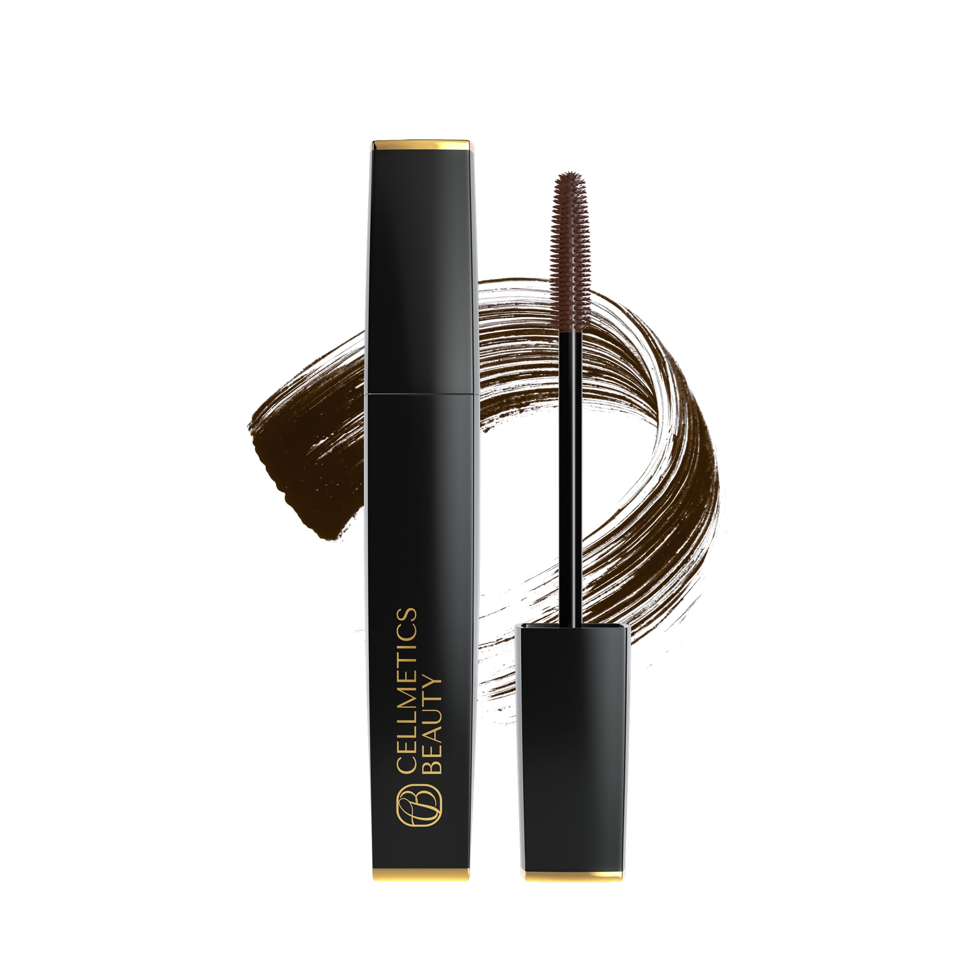 Cellmetics Mascara for Older Women 60 Plus, Volumizing & Lengthening Mascara with Lash Growth Effect, Hypoallergenic, Smudge-Free and Gentle for Sensitive Eyes ((02) Brown)