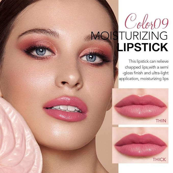 HHLTOH 1Pcs Tinted Lip Balm Moisturizing Lipstick – Waterproof Hydrating Matte Lip Balm for Women, Creamy Natural Color Stain for Dry Lips,Soft Matte Finish with Subtle Scent (#09 Peach Pink)