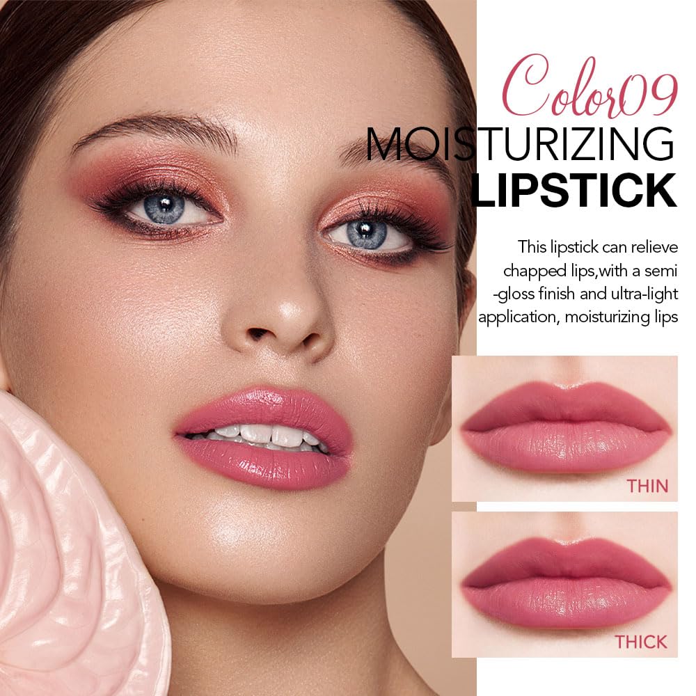 HHLTOH 1Pcs Tinted Lip Balm Moisturizing Lipstick – Waterproof Hydrating Matte Lip Balm for Women, Creamy Natural Color Stain for Dry Lips,Soft Matte Finish with Subtle Scent (#09 Peach Pink)