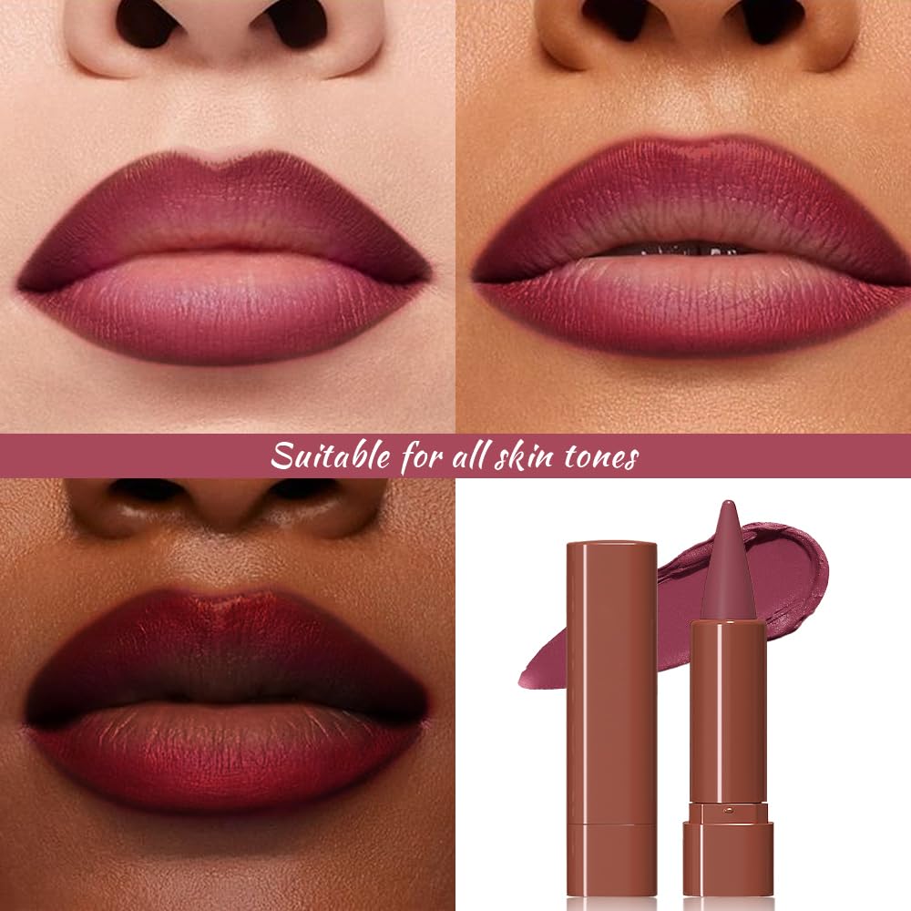 JUAAZIN Mauve Gradient Matte Lip Liner Pencil Crayon for Women - Waterproof Smudge-Proof Kissproof Long-Wear Lip Pencil, Flawless Contour Ombre Effect Lip Crayon,Creamy Pigmented Lip Liner 09#