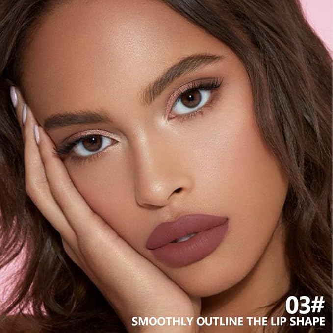 QIDSTERS Matte Lipstick Crayon for Women, Nude Brown 24 Hour Lipstick Lip Liner Pencil, Neutral Lip Stick Lipliner Long Lasting Waterproof Smudge Proof, Vegan & Cruelty-Free, 03
