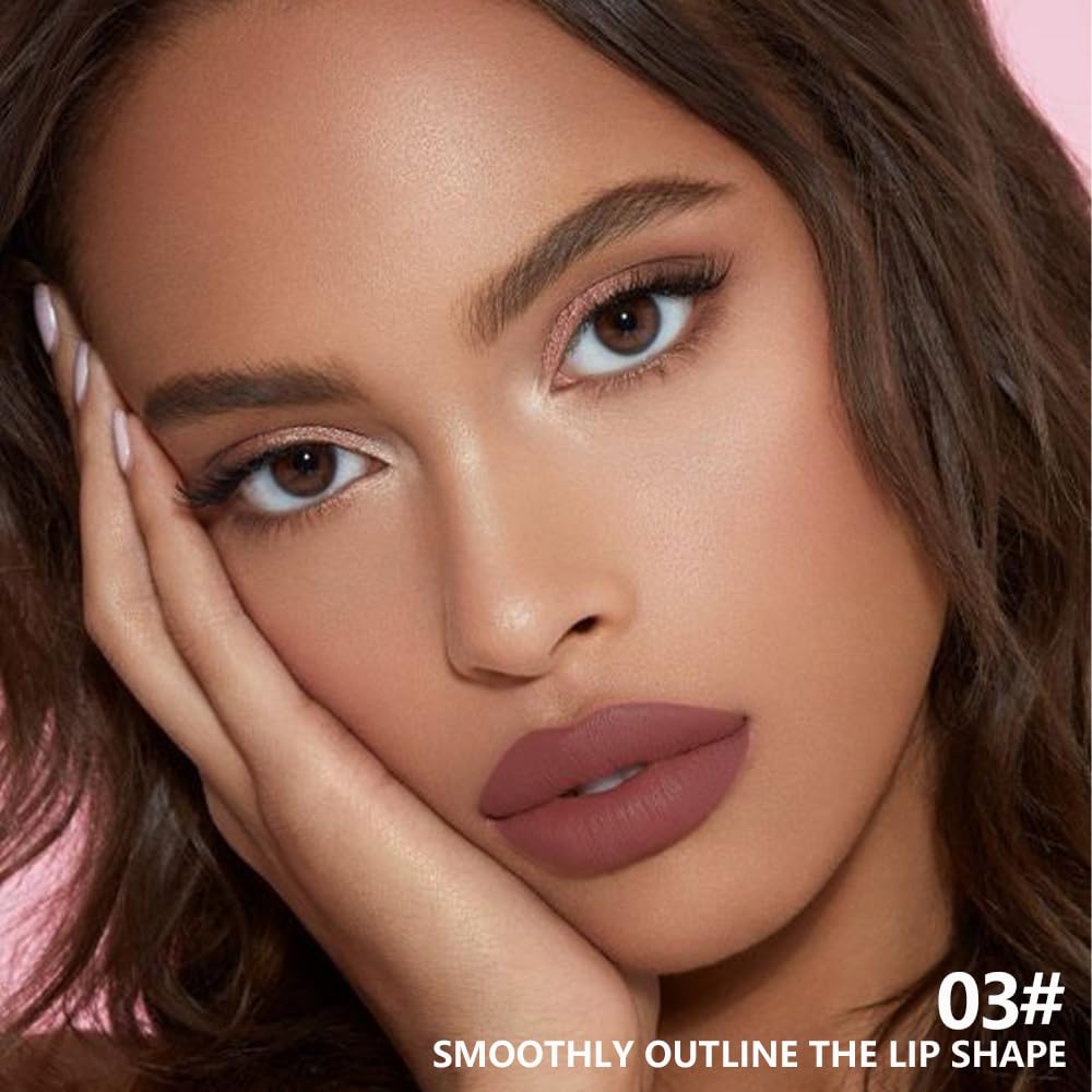 QIDSTERS Matte Lipstick Crayon for Women, Nude Brown 24 Hour Lipstick Lip Liner Pencil, Neutral Lip Stick Lipliner Long Lasting Waterproof Smudge Proof, Vegan & Cruelty-Free, 03