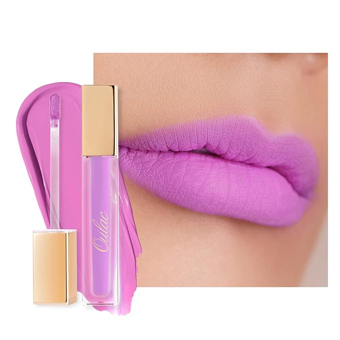 Oulac Matte Lipstick for Women Long Lasting, Light Pink | Lavender Lip Gloss, Waterproof Lip Stain, No Transfer, Creamy High Pigmented Formula with Rose Oil, Vegan & Cruelty-Free, M14