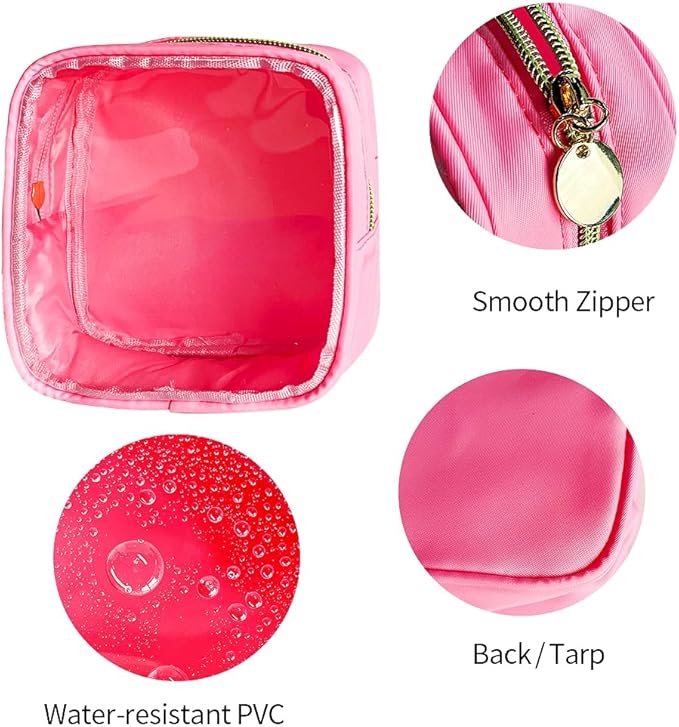 TotePrint 2PCS Pink clear Cosmetic Pouch Travel Cosmetic Case 5x5x2 inch Small Transparent Toiletry Pouch with Zipper Portabble Makeup Organizer for Women and Essentials