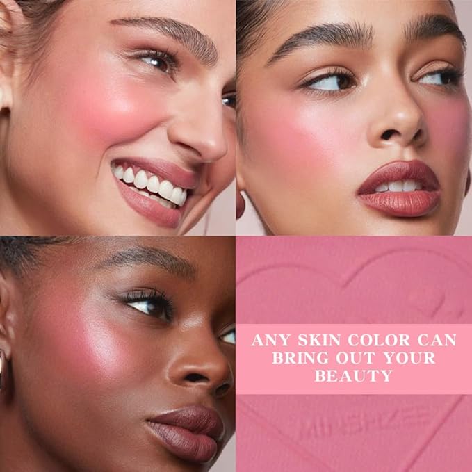 HHLTOH Matte Blush Powder for Cheeks, Cruelty Free Makeup – Long Lasting Natural Face Blusher Makeup, Lightweight Blendable Cheek Color Palette for Women All Skin Tones - #02 Rose Pink
